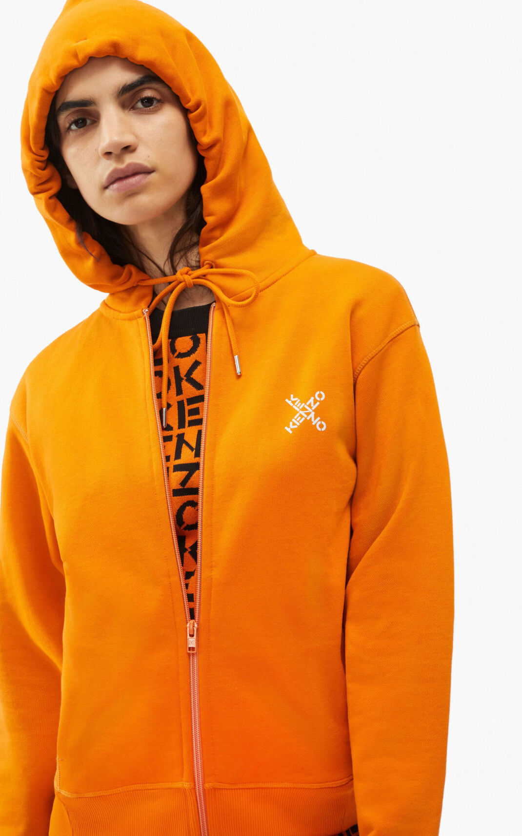 Kenzo Sport Big X zipped Sweatshirt Bayan Koyu Turuncu | 4289-ZHYRT